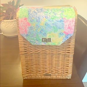 Lilly Pulitzer wicker wine picnic basket